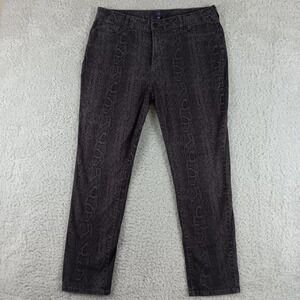 NYDJ Womens 18W Skinny Jeans Grey Snakeskin Animal Print High Rise W30265DTP11